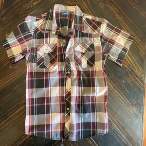 Boys short sleeve button down Pearl snap shirt